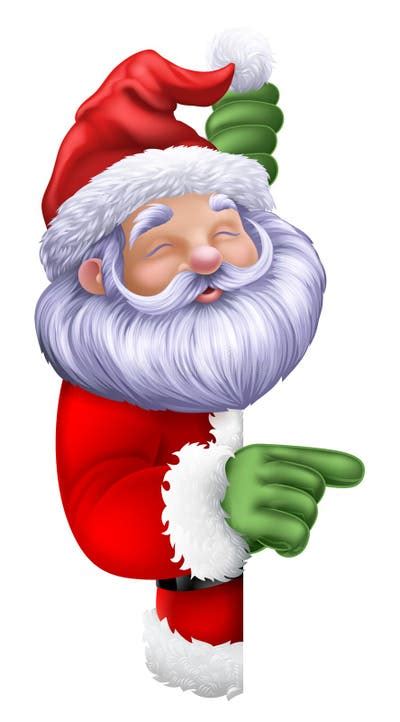 Santa Claus Christmas Cartoon Peeking Pointing Stock Illustrations 402 Santa Claus Christmas