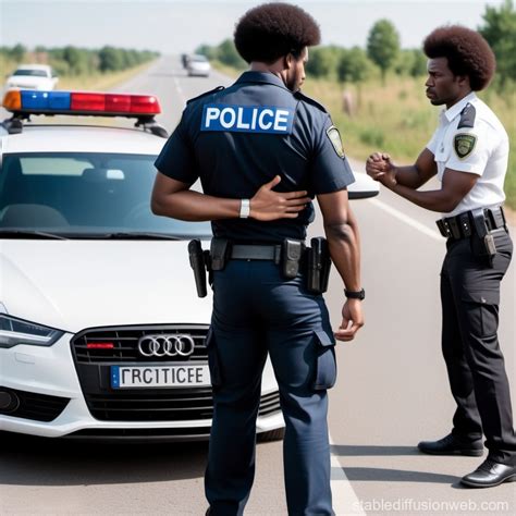 Arrest of Caucasian Fugitive by Afro Police Officer | Stable Diffusion ...