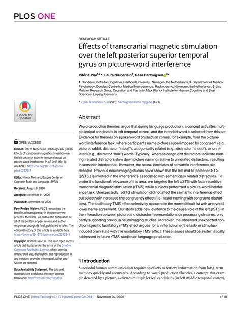 PDF Effects Of Transcranial Magnetic Stimulation Over The Left