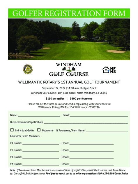 Fillable Online GOLFER REGISTRATION FORM NET Fax Email Print PdfFiller