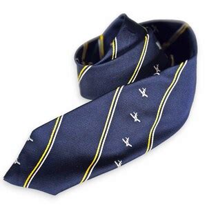 60s Airplane Foulard Tie Sporty S Pilot Shop USA Dark Blue With