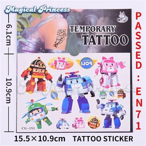 Fashion Poli Cartoon Temporary Tattoo Sticker Party Favors Shopee