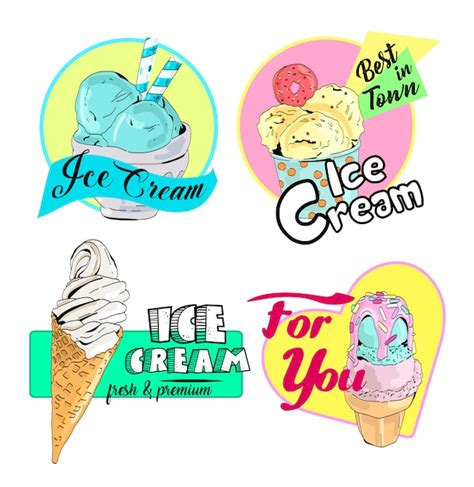 Emblemas De Helado Vector Premium