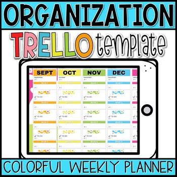 TRELLO Weekly Planner Template With PNG Elements For Digital Planner