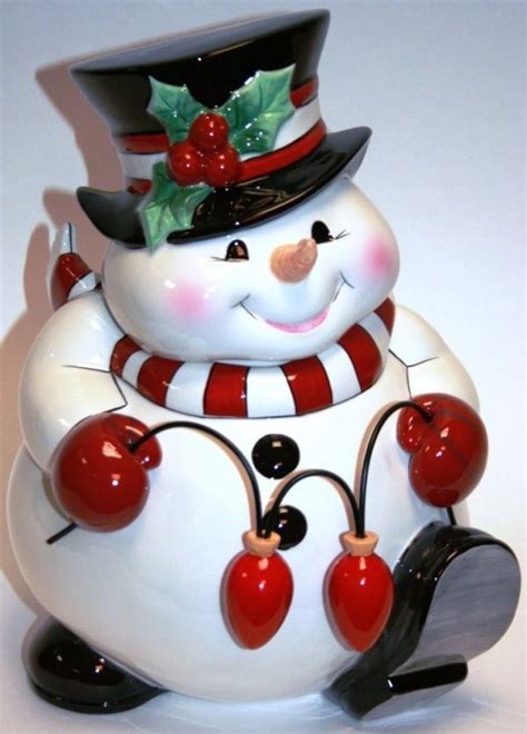 Snowmen°•‿ ⁀ Snowman Cookie Jar Christmas Cookie Jars Cookie Jars