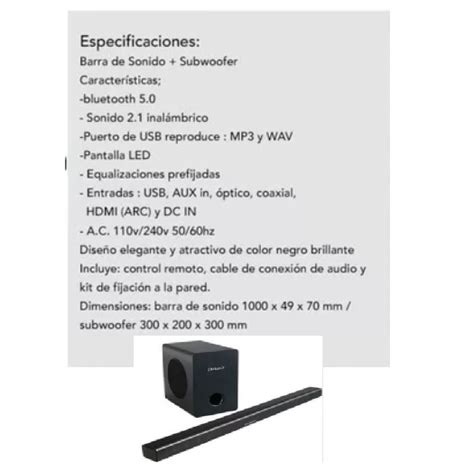 Barra De Sonido Con Woofer Aiwa Wireless AWSBH1W W Tienda Online En