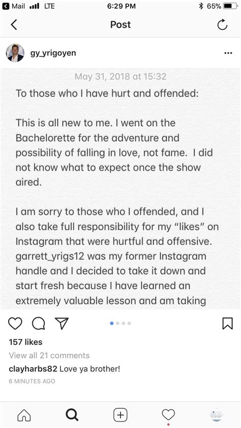 RealitySteve on Twitter: "Garrett has issued an apology on his IG ...