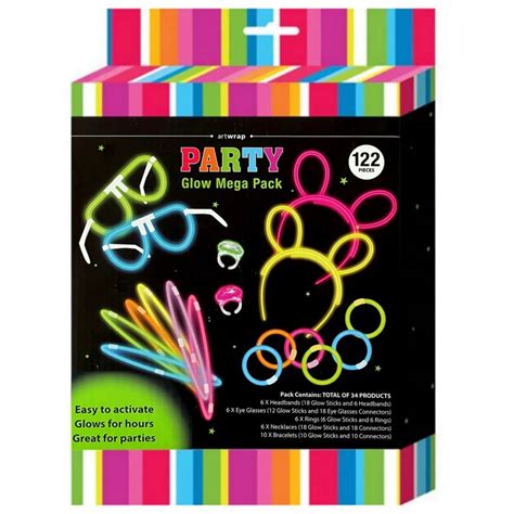 Glow Mega Party Pack Jewellery 122 Pieces Glow Party Supplies Who