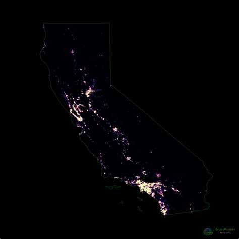 Population Density Heatmap Of California By Grasshopper Geography Wall Art