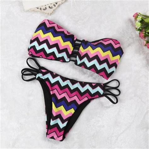 Snowshine3 YLSW Colorful Woman Bikini Water Ripple Pattern Bikini