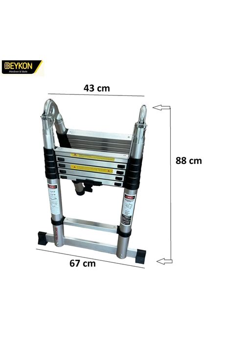 Beykon Alüminyum Çift Yönlü Teleskopik Merdiven 6 6 Basamak 3 8 Metre