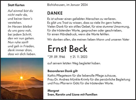 Traueranzeigen Von Ernst Beck S Dwest Presse Trauer