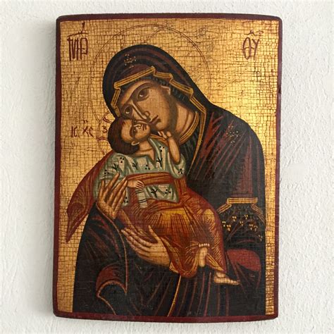 Byzantine Icon Orthodox Icon Holly Virgin Mary With Baby Jesusgreek