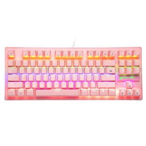 Blue 87 Keys USB Wired Gaming Keyboard, Pastel Lighting Keyboard ...