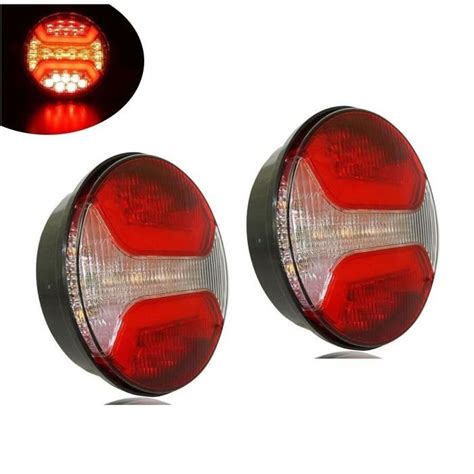 2x Néon LED Feux Arrière Rond Hamburger Ece 12 24V Camion Caravane