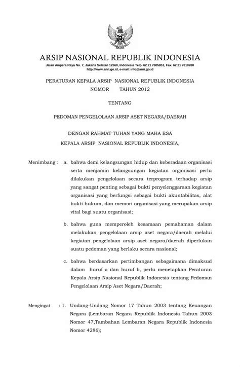 PDF ARSIP NASIONAL REPUBLIK INDONESIA ANRI No 09 Tahun ARSIP