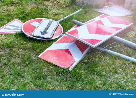 Damaged unused road signs stock photo. Image of danger - 147877506