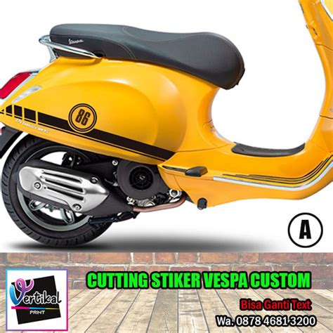 Jual Cutting Stiker Body Tepong Vespa LIST WITH NUMBER CUSTOM 86