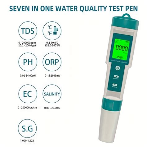 Goxawee Přenosný Tester Kvality Vody 7 V 1 Ph orp ec temp salt s g tds