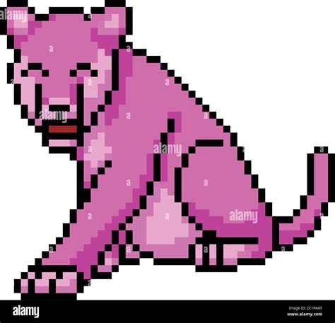 Vecteur Pixel Art Rose Panthère Isolé Dessin Animé Image Vectorielle