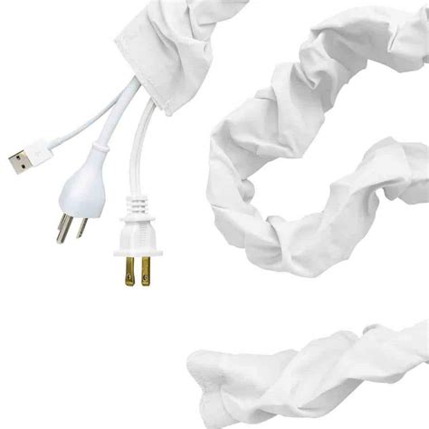 Cordinate 6 Ft Decor Fabric Cord Cover White 40723 The Home Depot