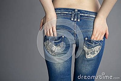 Back View Body Part Female Blue Jeans Stock Photo Image