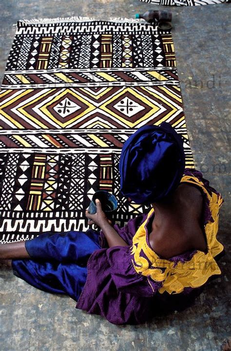 Mali Djenn Segou Fabrication Artisanale De Bogolan Tapisserie En