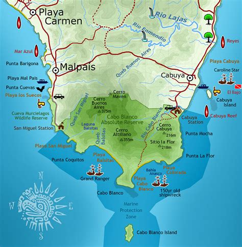 Cabo Blanco Park Map - Montezuma Costa Rica