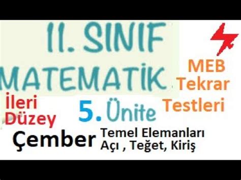 11 Sınıf MEB Tekrar Testi 5 ünite matematik ileri düzey çember