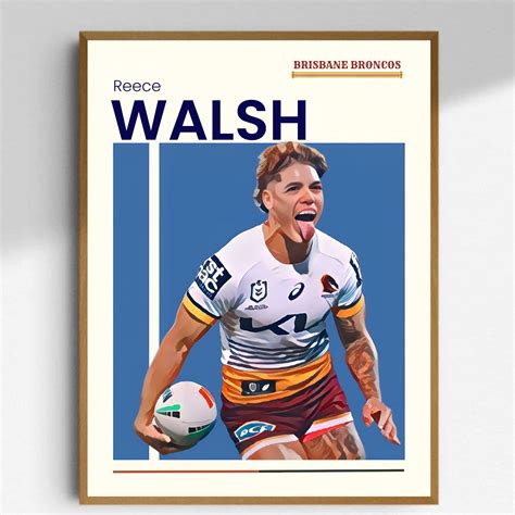 Reece Walsh Brisbane Broncos Nrl Posters Australia Rugby Digital Download File For Son Or