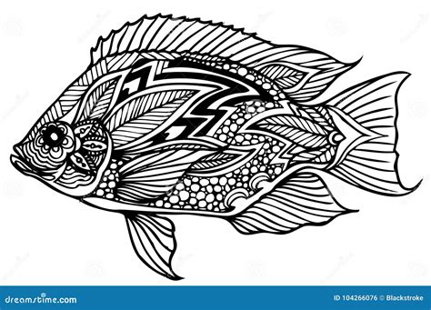 Zentangle fish vector stock vector. Illustration of arabic - 104266076