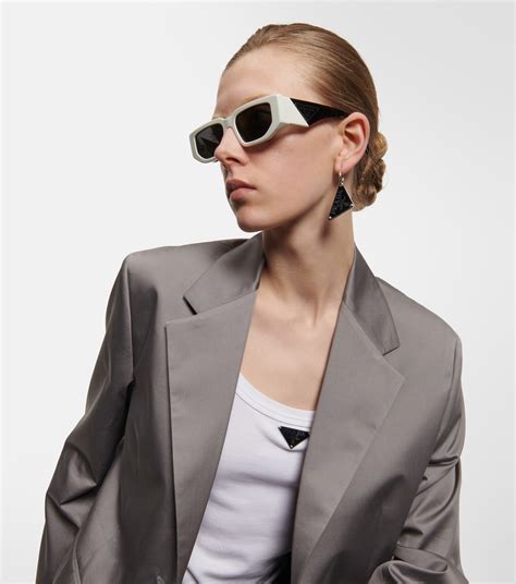 Symbole Rectangular Sunglasses In White Prada Mytheresa