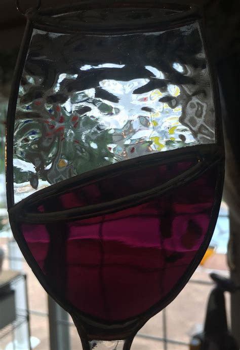 Hecho A Mano Vidrieras Suncatcher De Vidrio De Vino Stained Glass