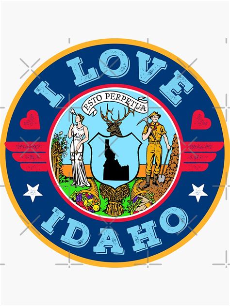 Pegatina Amo El Mapa Y La Bandera Del Estado De Idaho De Artsiren