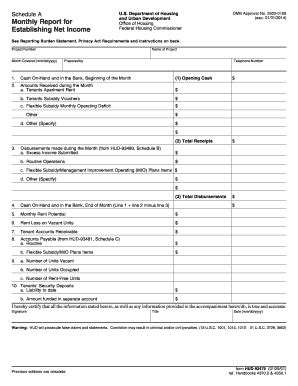 Fillable Online Portal Hud Schedule A Monthly Report For Establishing