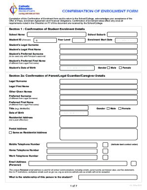 Fillable Online Completion Of This Confirmation Of Enrolment Form And