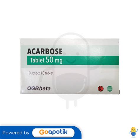 ACARBOSE OGB BETA 50 MG BOX 100 TABLET Kegunaan Efek Samping Dosis