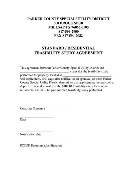 Fillable Online Standard Residential Feasibility Study Agreement Fax