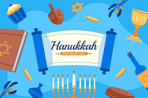 Fundo plano para feriado judaico de hanukkah Vetor Grátis