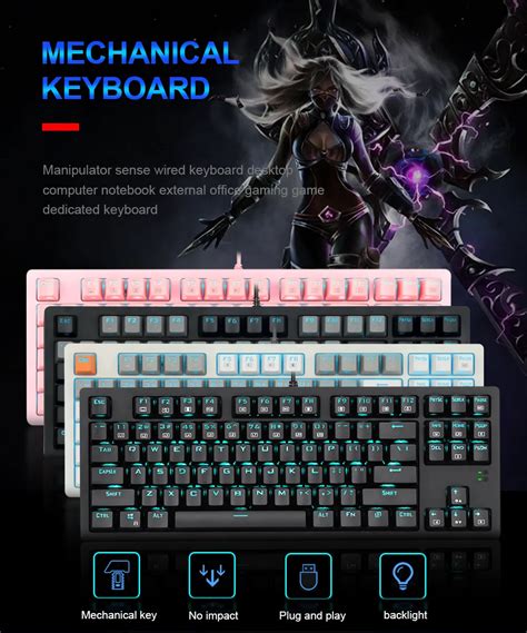 E YOOSO K620 USB Teclado de Jogo Mecânico Azul Interruptor 87 Chave