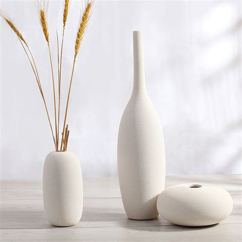 Simple Modern Porcelain Decorative Vase White Ceramic Flower Art Vase Home Decor | eBay