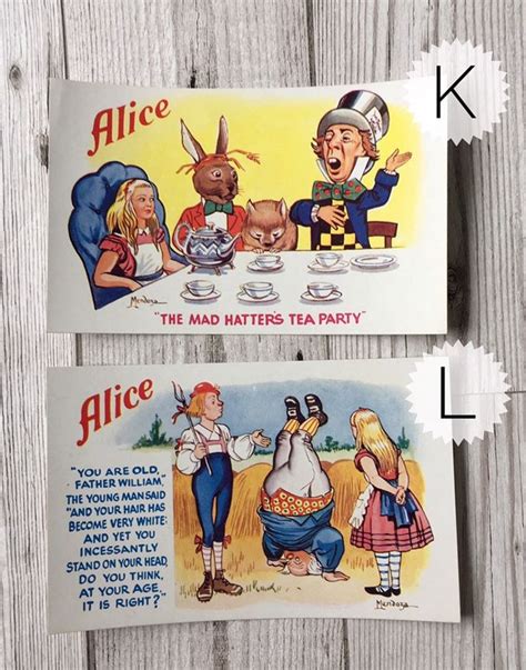 Alice In Wonderland 1950s Disney Colour Postcards Of Alice Etsy