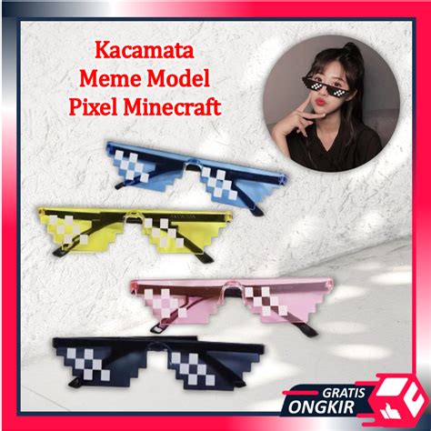 Jual Gratis Ongkir F Kacamata Meme Model Pixel Minecraft Mosaics