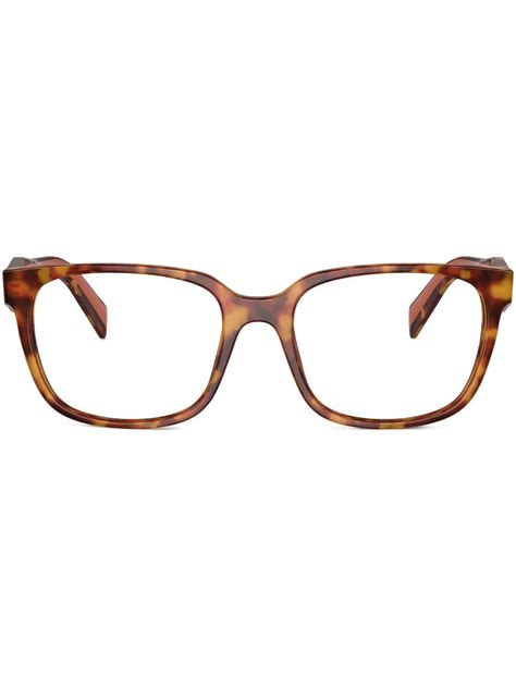 Prada Eyewear Square Frame Glasses Brown FARFETCH