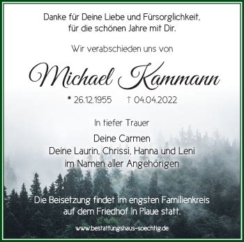 Traueranzeigen Von Michael Kammann M Rkische Onlinezeitung Trauerportal