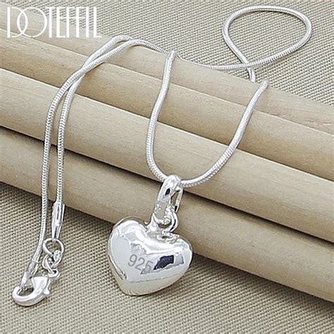 Doteffil 925 Sterling Silver Solid Small Heart Pendant Necklace 16 30