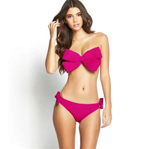 Sexy Swim Wear Solid Swimwear Brazilian Bikini Chest Big Bowknot