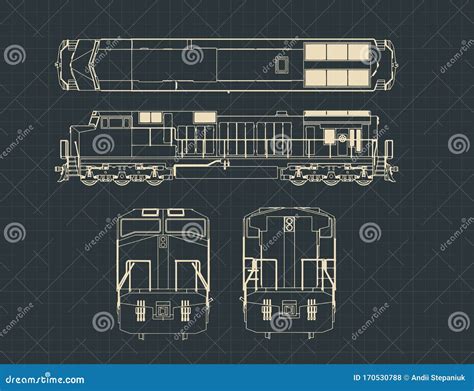 Stylized Vector Locomotive Blueprints Stock Vector - Illustration of ...