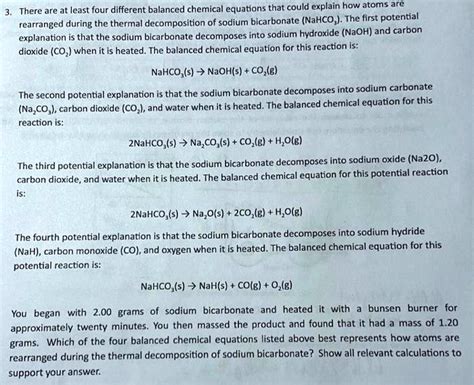 Solved There Are At Least Four Different Balanced Chemical Equations That Could Explain How