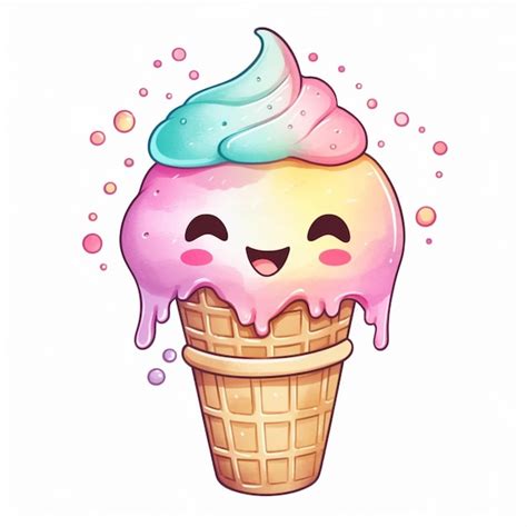 Premium Ai Image Cartoon Ice Cream Cone With A Smiley Face And A